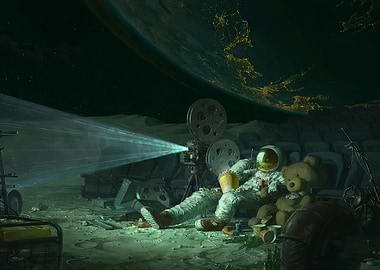 astronaut wacthing tv