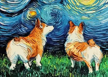 Dog Starry Night Corgi