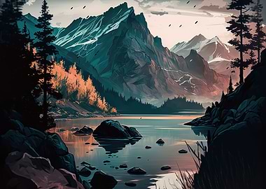 mountain lake landscape