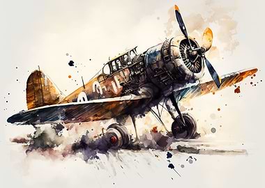 War plane watercolor