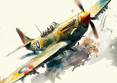 War plane watercolor