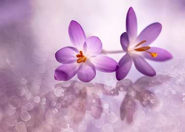 Purple Pink Crosuses,macro