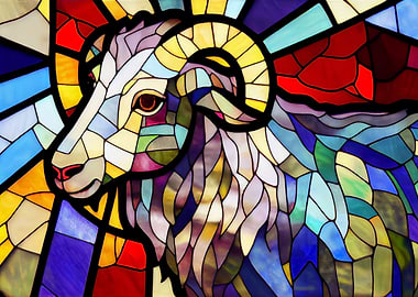 Goat Stained Glass Style