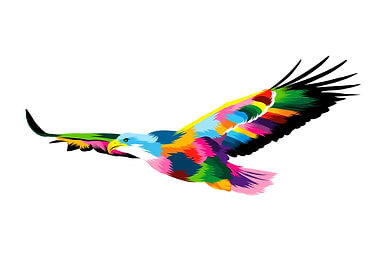 Abstract flying bald eagle