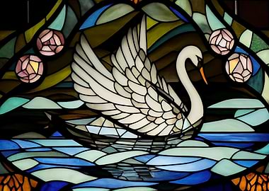 Swan Stained Glass Style