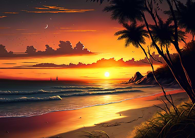 Beach Sunset landscape
