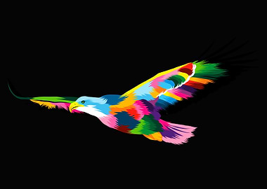 Abstract flying bald eagle