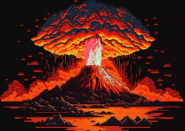 16bit Erupting Volcano