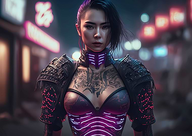 Cyberpunk assassin girl