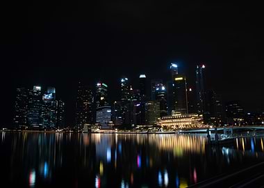 Singapore Skyline By Night