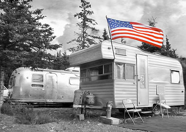 Trailer Campers US Flag