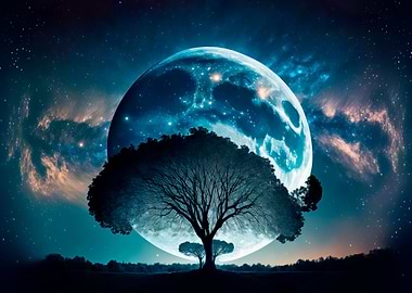 A huge moon a beautiful