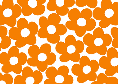 Orange Retro Daisies 1