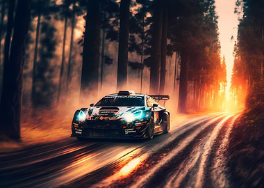 Forest rally car race