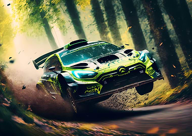 Forest rally car race