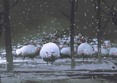 demon sheep in winter