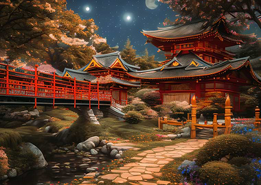 Japanese house among trees