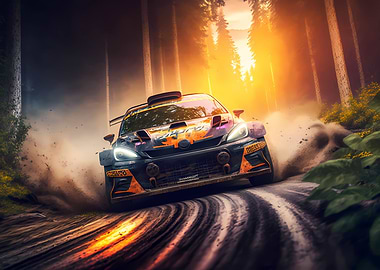Forest rally car race