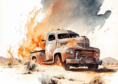Watercolor truck