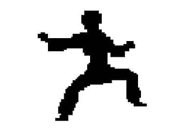 Pixel art karateka silhoue