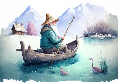 go fishing watercolor