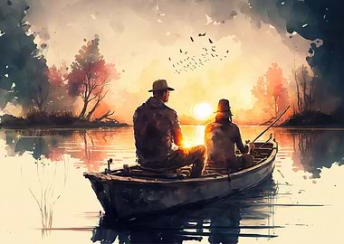 go fishing watercolor