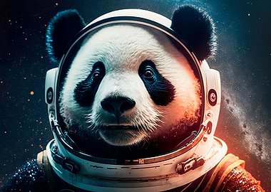 Beautiful panda to space