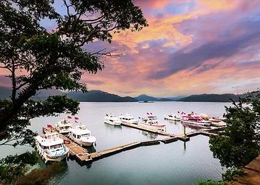 Oil Painting Sun Moon Lake