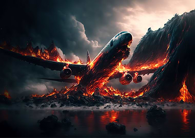 Airplane on fire