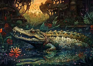 Abstract paint Crocodile