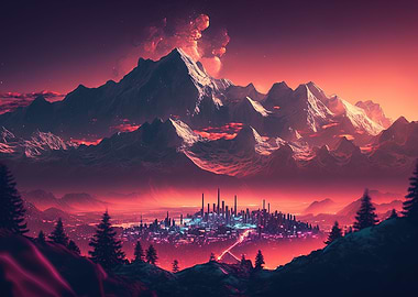 City Lights in Distance