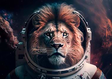 Beautiful lion to space