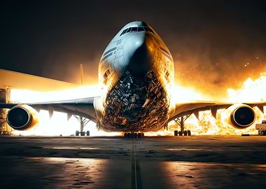 Airplane on fire