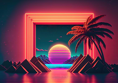 A Synthwave Sunset Mirage