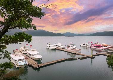 Oil Painting Sun Moon Lake