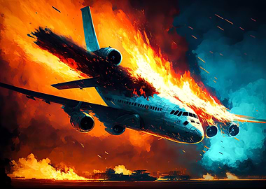 Airplane on fire