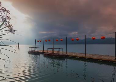 Oil Painting Sun Moon Lake