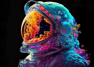 Astronaut in galaxy helmet