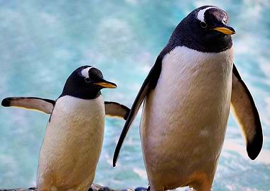 Father and son penguins
