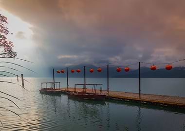 Oil Painting Sun Moon Lake