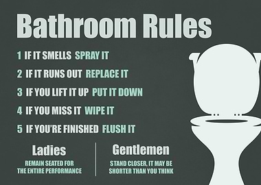 Bathroom Rules Funny Sign