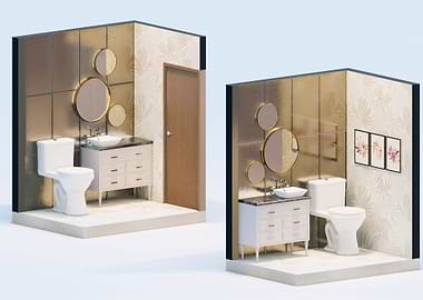 powder room isometric view