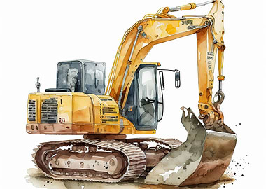 Watercolor excavator