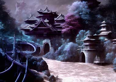 Japanese castle, garden