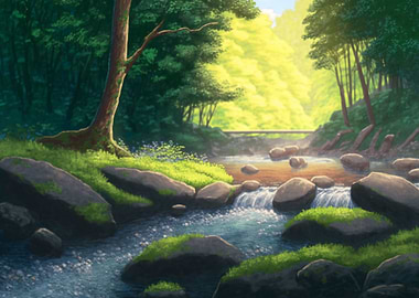 Waterfall in Forest Nature