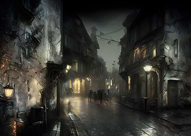 Dark street in the city
