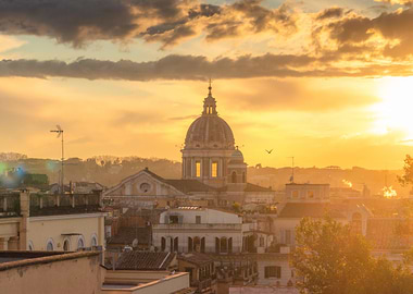 Rome Italy skyline sunset