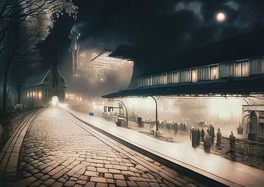 Dark train station, travel