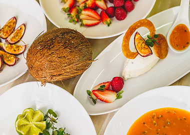 dessert setting on table