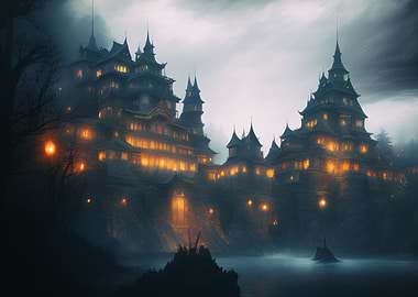 A dark Japanese palace